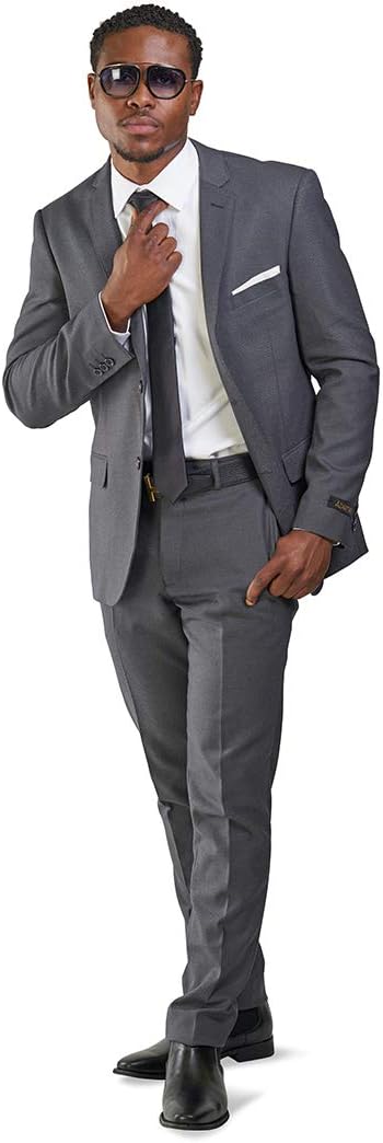 Slim Fit Suit Micro Textured Weave 2 Button Notch Collar