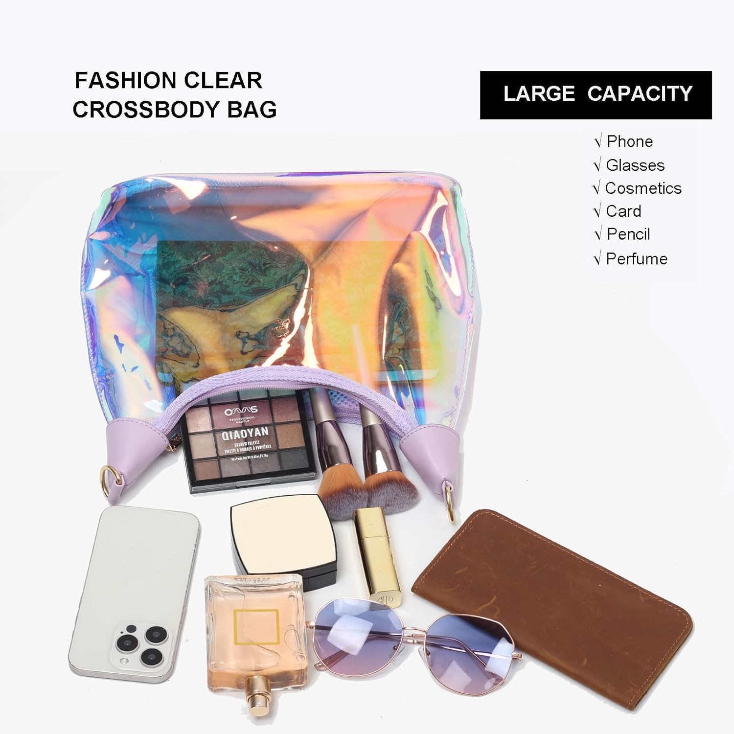Clear Shoulder Bags for Women, Stadium Approved Cute Hobo Tote Crossbody Handbag Mini Clutch Purse