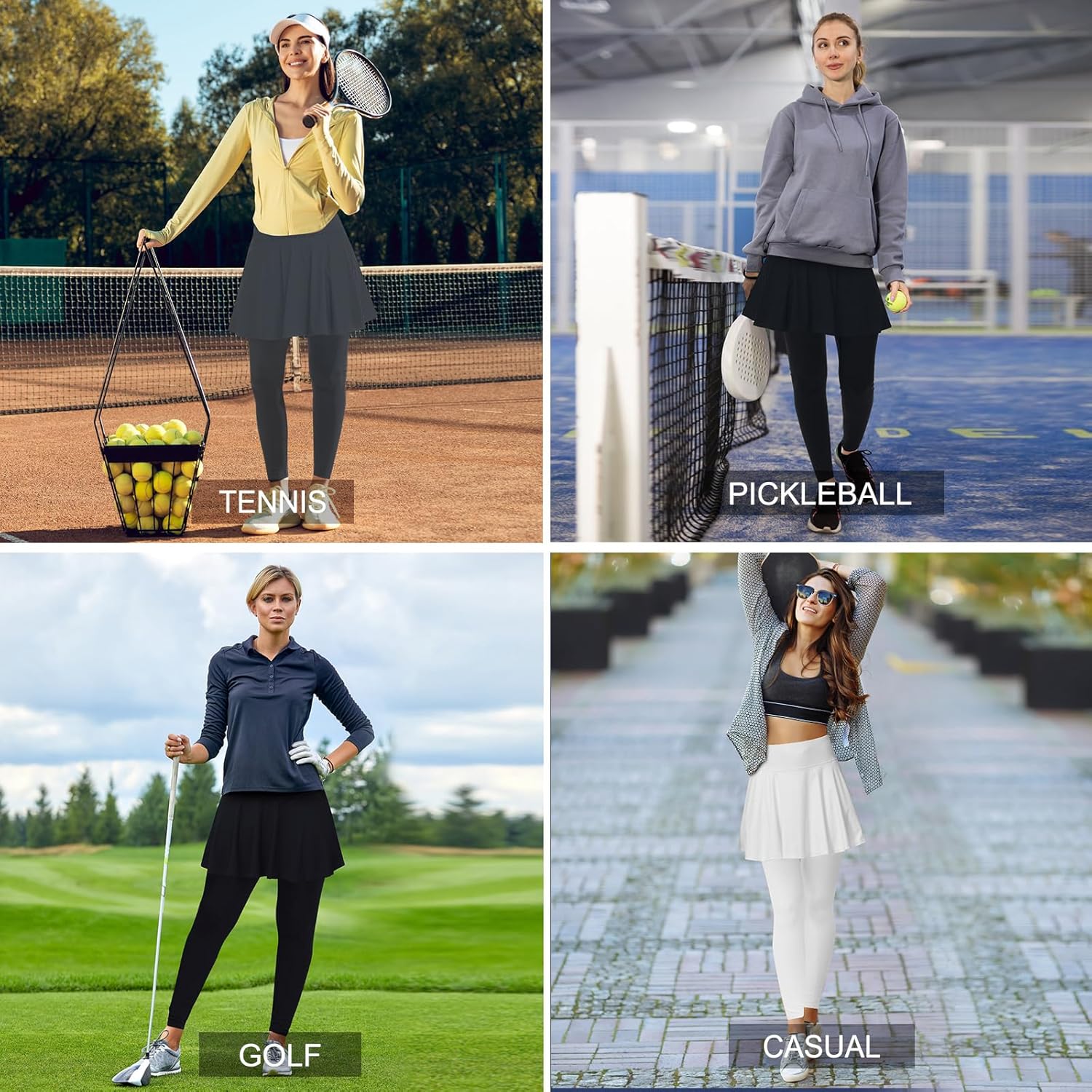 Skirted Leggings for Athletic Skirt with Leggings Yoga Tennis Skirt with Pockets for Golf Pickleball