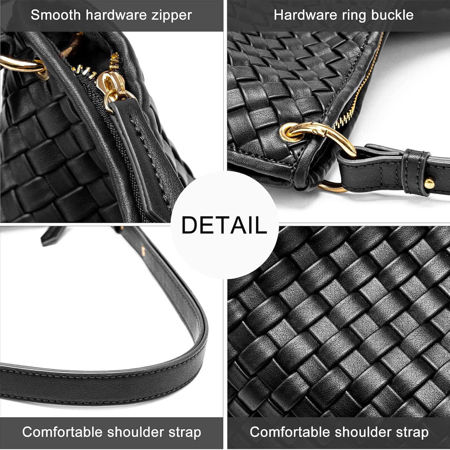 Woven Bag for Women Woven Purse Small Hobo Bag Fashion Shoulder Bag PU Leather Handmade