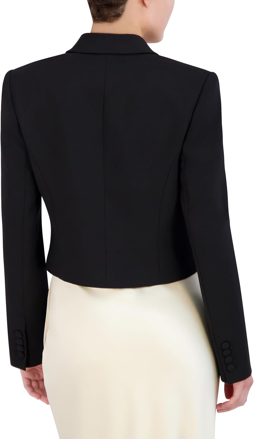 Women's Cropped Blazer Long Sleeve Deep V-Neck Single Button Tailored Short Fit Structured Office Jacket Women's Cropped Blazer Long Sleeve Deep V-Neck Single Button Tailored Short Fit Structured Office Jacket
