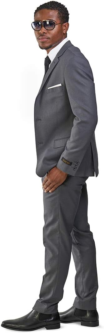 Slim Fit Suit Micro Textured Weave 2 Button Notch Collar