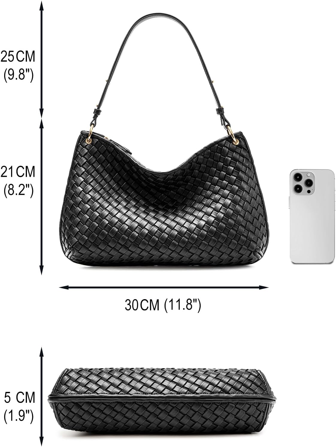 Woven Bag for Women Woven Purse Small Hobo Bag Fashion Shoulder Bag PU Leather Handmade