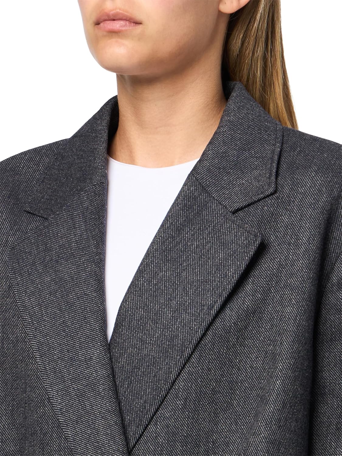 Women's Taflong Wool Blend Cropped Blazer Peak Lapel Single Button Flap Pocket Short Fit Casual Office Jacket