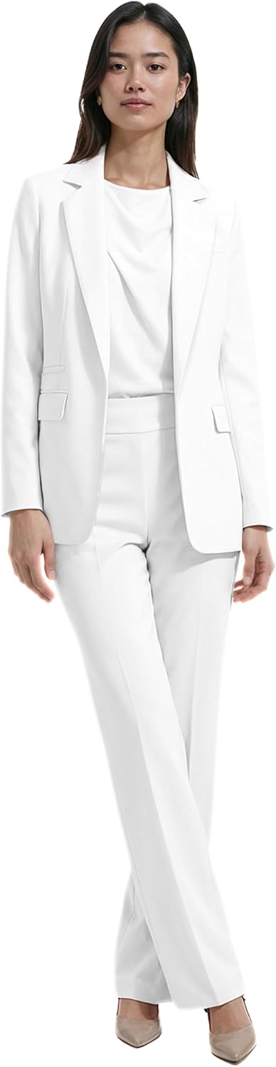Women's Long Sleeve Stretch Open Front Blazer V-Neck Flap Pocket Slim Fit Casual Work Office Cardigan Jacket