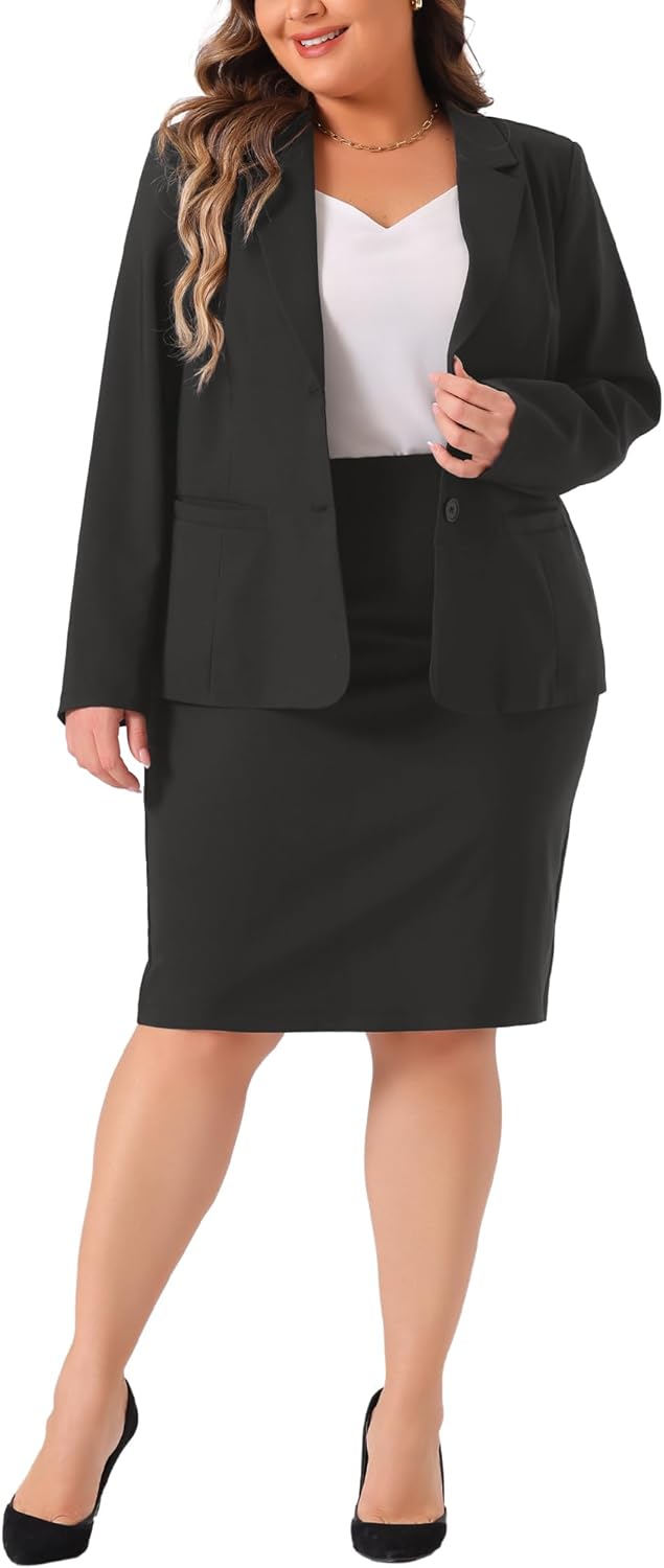 Blazer and Skirt Suit Sets for 2 Piece Outfits Business Casual Suit Sets