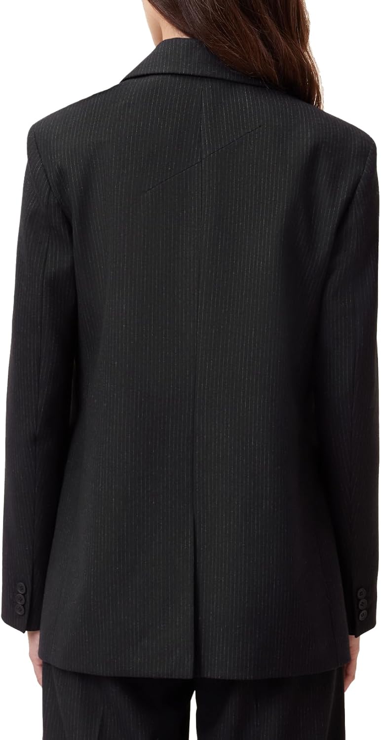 Women's Pinstripe Slim Fit Blazer Black Narrow Notch Lapel Single Button Welt Pockets Long Sleeve Business Formal Jacket Women's Pinstripe Slim Fit Blazer Black Narrow Notch Lapel Single Button Welt Pockets Long Sleeve Business Formal Jacket