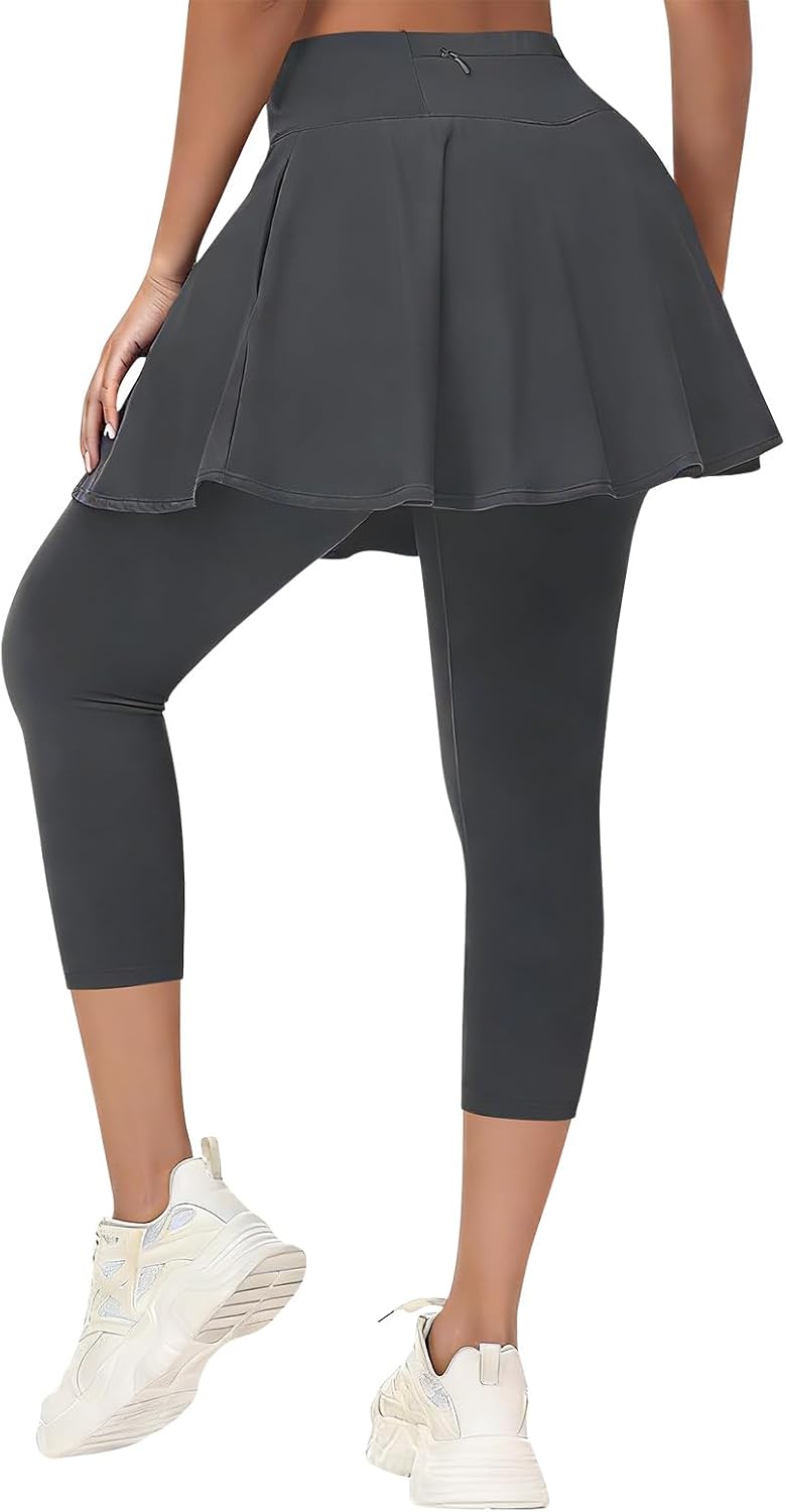 Skirted Leggings for Athletic Skirt with Leggings Yoga Tennis Skirt with Pockets for Golf Pickleball
