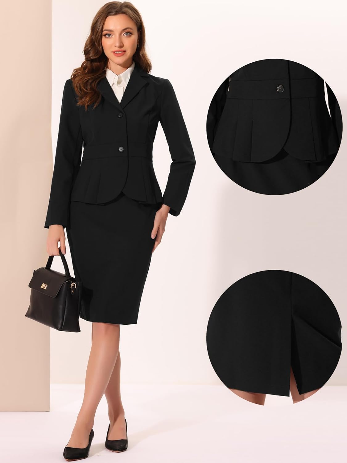 2 Piece Suit Skirt Sets for Blazer and Pencil Skirts Formal Office Business Casual Outfits