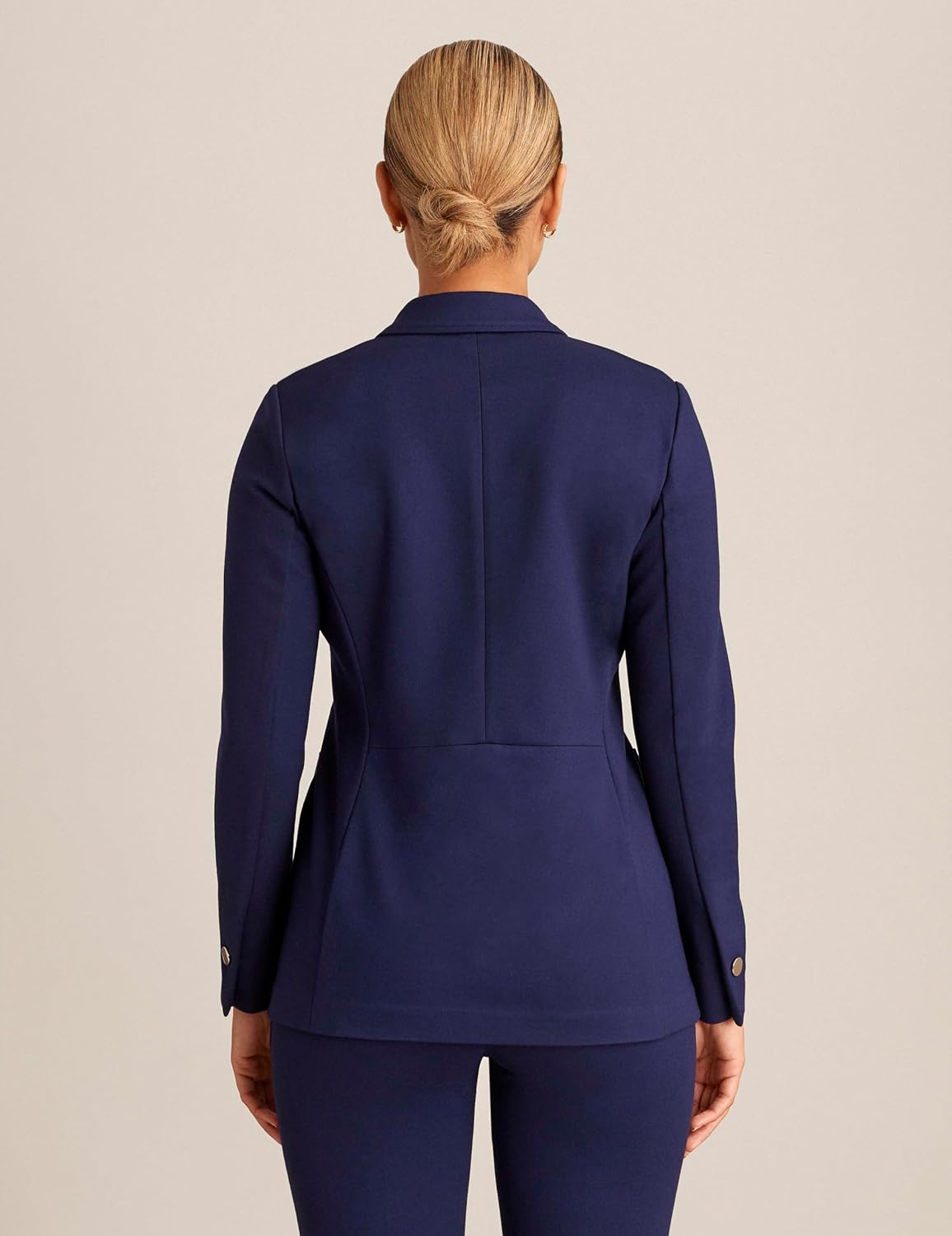 Women's Compression Faux Double-Breasted Blazer V-Neck Open Front Flap Pocket Slim Fit Stretch Knit Office Cardigan Jacket Women's Compression Faux Double-Breasted Blazer V-Neck Open Front Flap Pocket Slim Fit Stretch Knit Office Cardigan Jacket