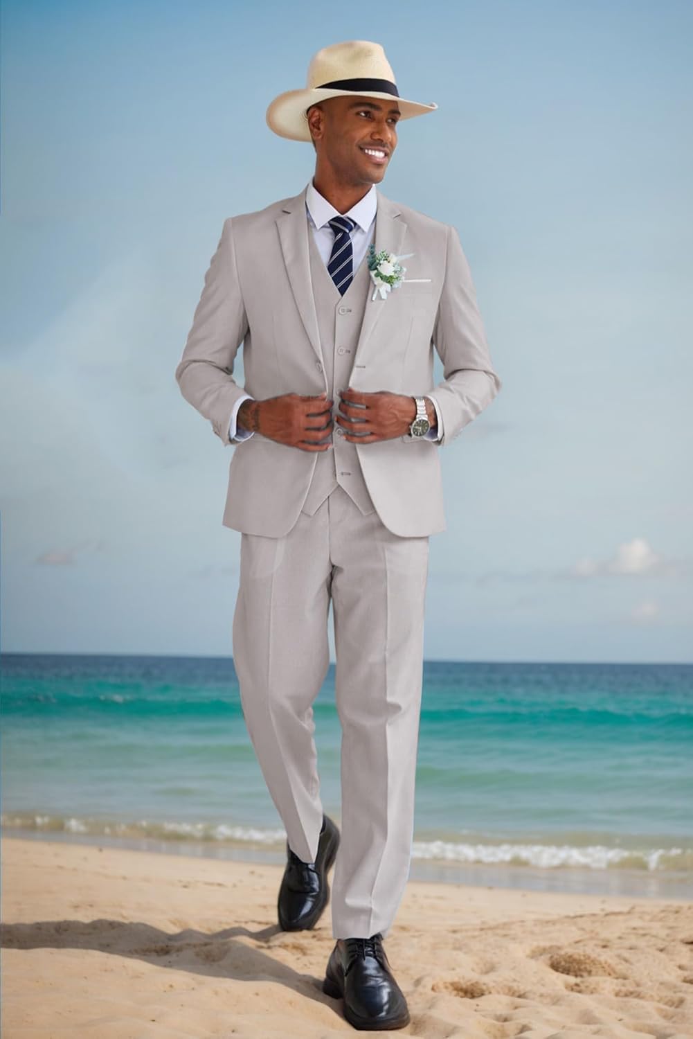 3 Piece Linen Suits Casual Blazer Jackets Vest Pants Set for Wedding Business Prom 3 Piece Linen Suits Casual Blazer Jackets Vest Pants Set for Wedding Business Prom