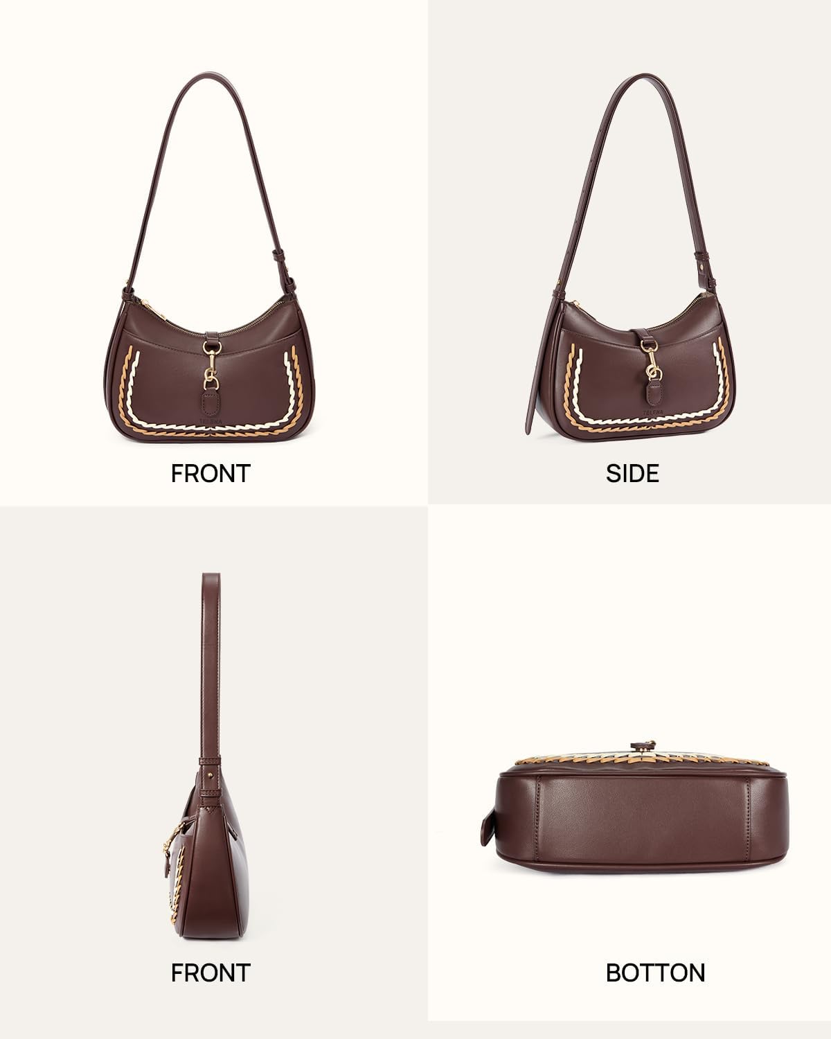 Shoulder Bag for Women Vegan Leather Women's Shoulder Purses Handbags with 2 Removable Strap Crossbody Bag Purses