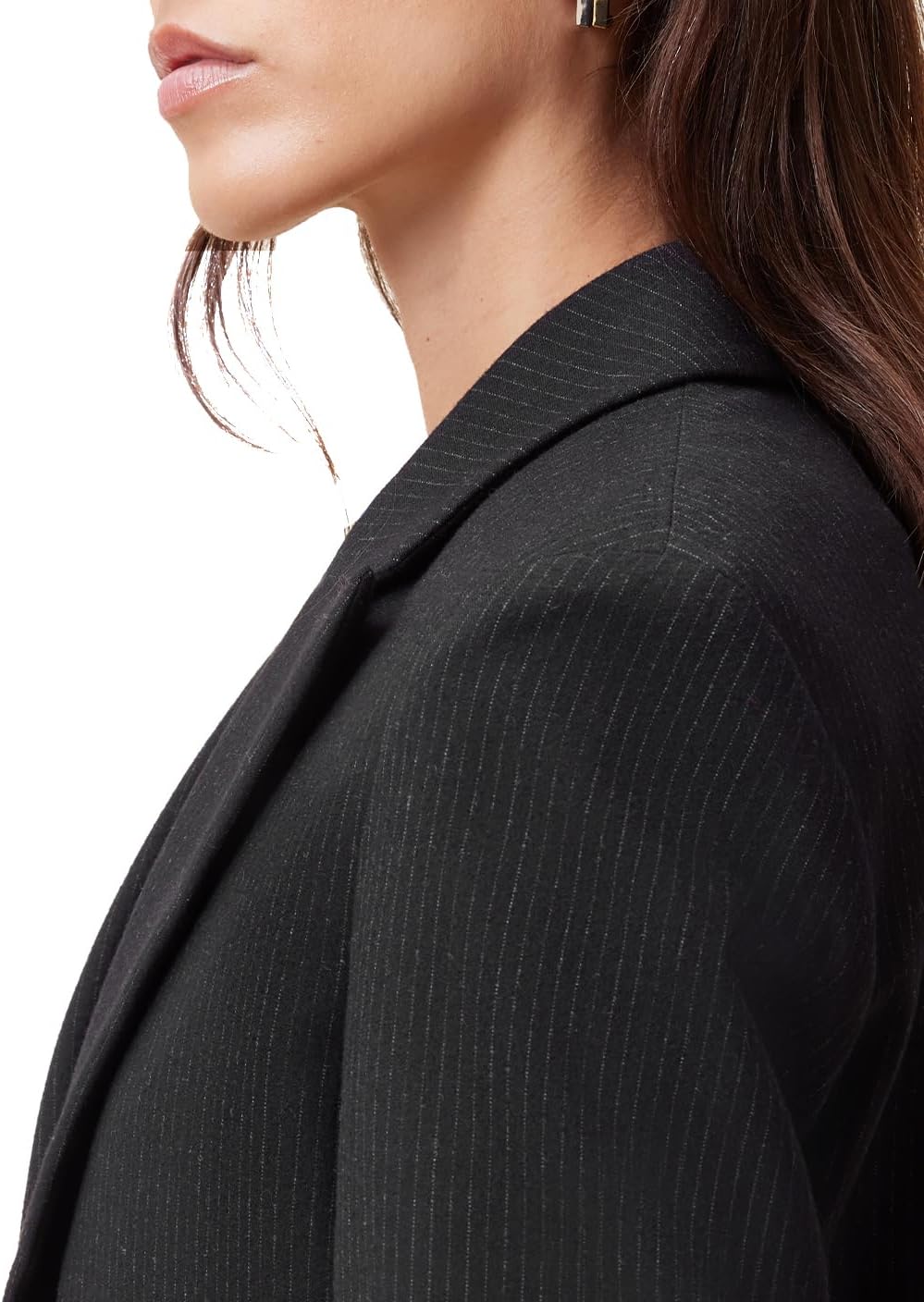Women's Pinstripe Slim Fit Blazer Black Narrow Notch Lapel Single Button Welt Pockets Long Sleeve Business Formal Jacket Women's Pinstripe Slim Fit Blazer Black Narrow Notch Lapel Single Button Welt Pockets Long Sleeve Business Formal Jacket