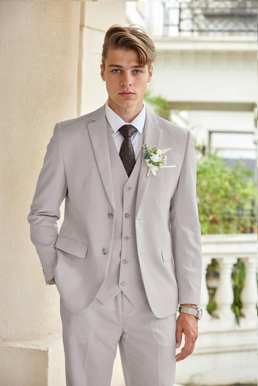 3 Piece Linen Suits Casual Blazer Jackets Vest Pants Set for Wedding Business Prom 3 Piece Linen Suits Casual Blazer Jackets Vest Pants Set for Wedding Business Prom