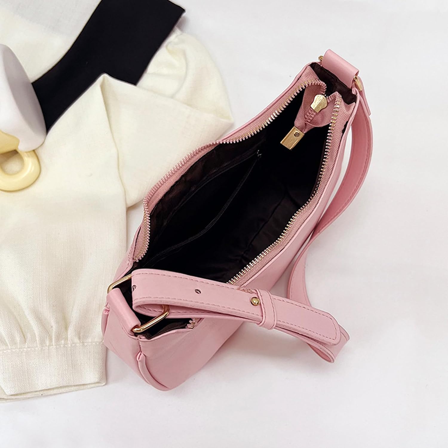Shoulder Bags for Women Leather Tote Bag Handbag Y2K Purse Hobo Bag Zipper Underarm Bag