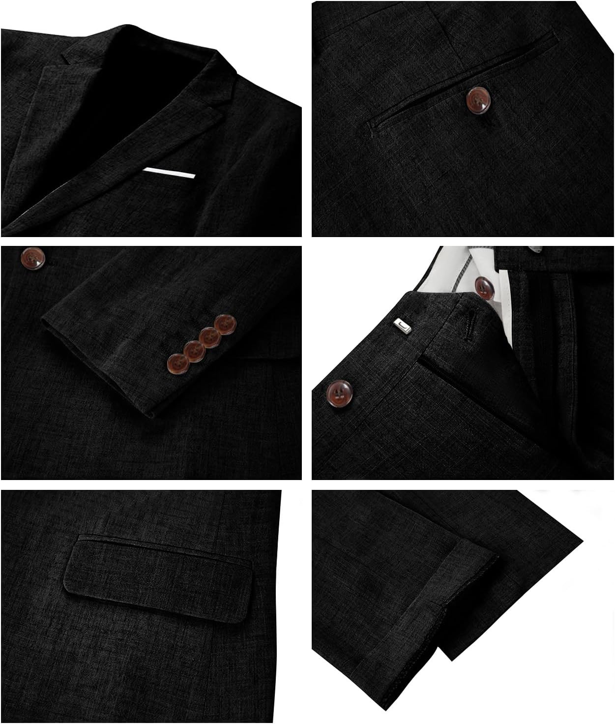 Linen Suits 3 Piece Slim Fit Tuxedo Suit for Beach Wedding Formal Business Suit Groom Prom Set Outfits