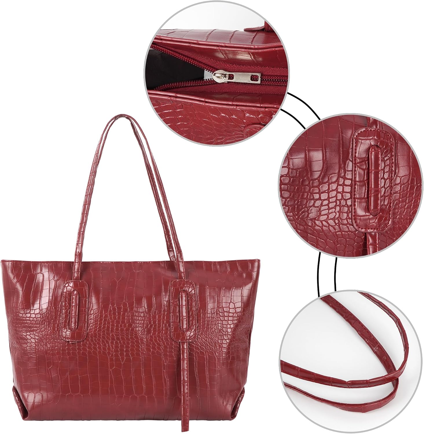 Women Large Faux Leather Tote Shoulder Bag Soft Top Handle Bag