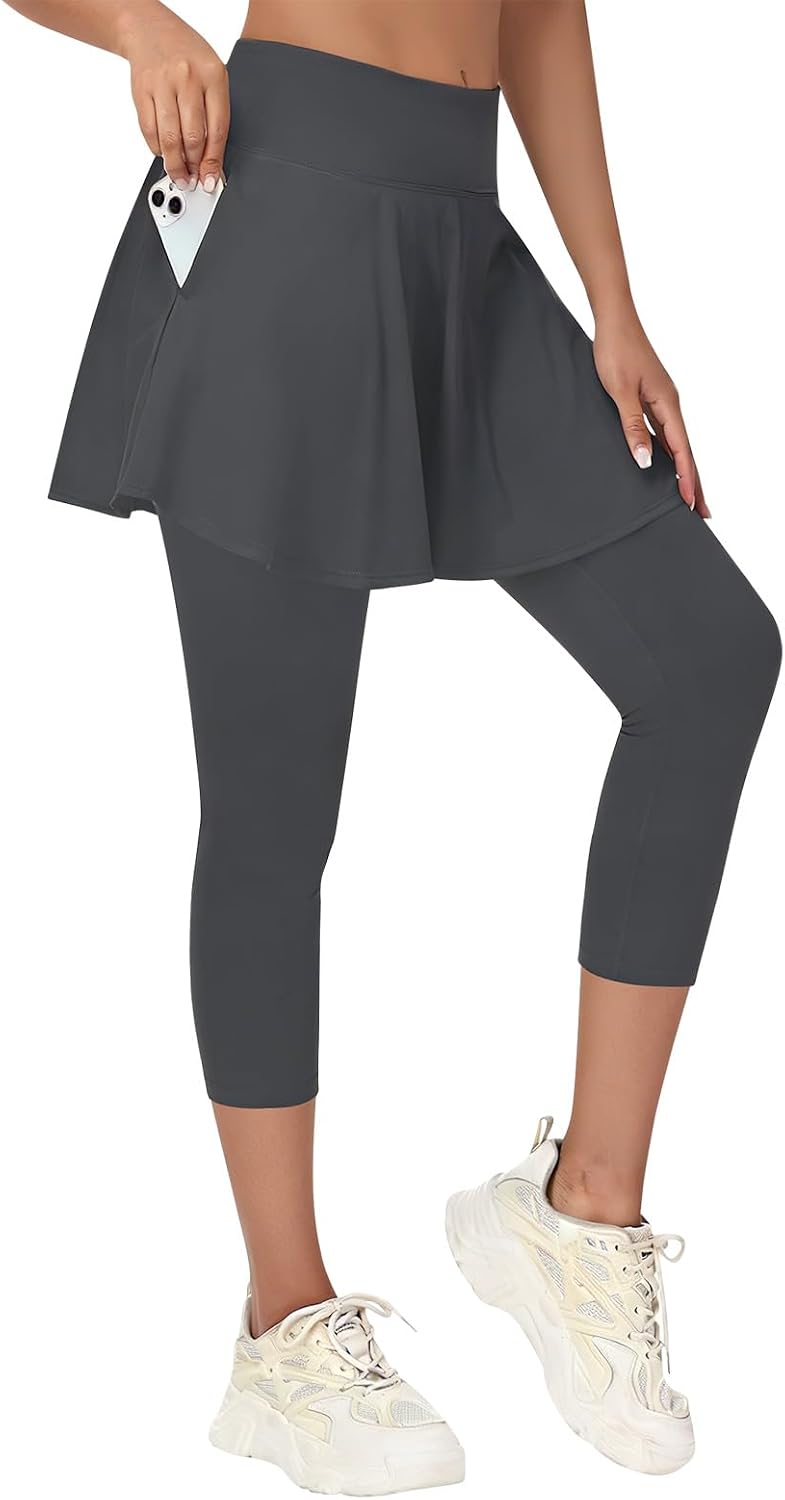 Skirted Leggings for Athletic Skirt with Leggings Yoga Tennis Skirt with Pockets for Golf Pickleball