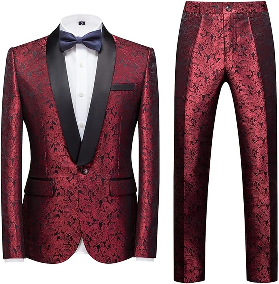 Casual Business Boutique Flower Print Suit Two Piece Set Blazers Coat Jacket Pants Trousers