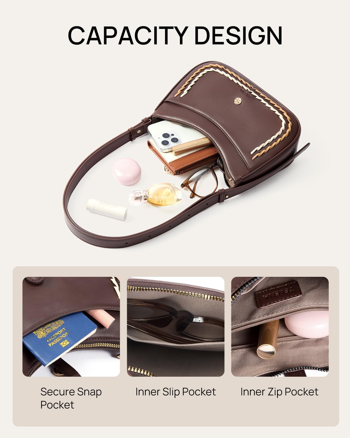 Shoulder Bag for Women Vegan Leather Women's Shoulder Purses Handbags with 2 Removable Strap Crossbody Bag Purses