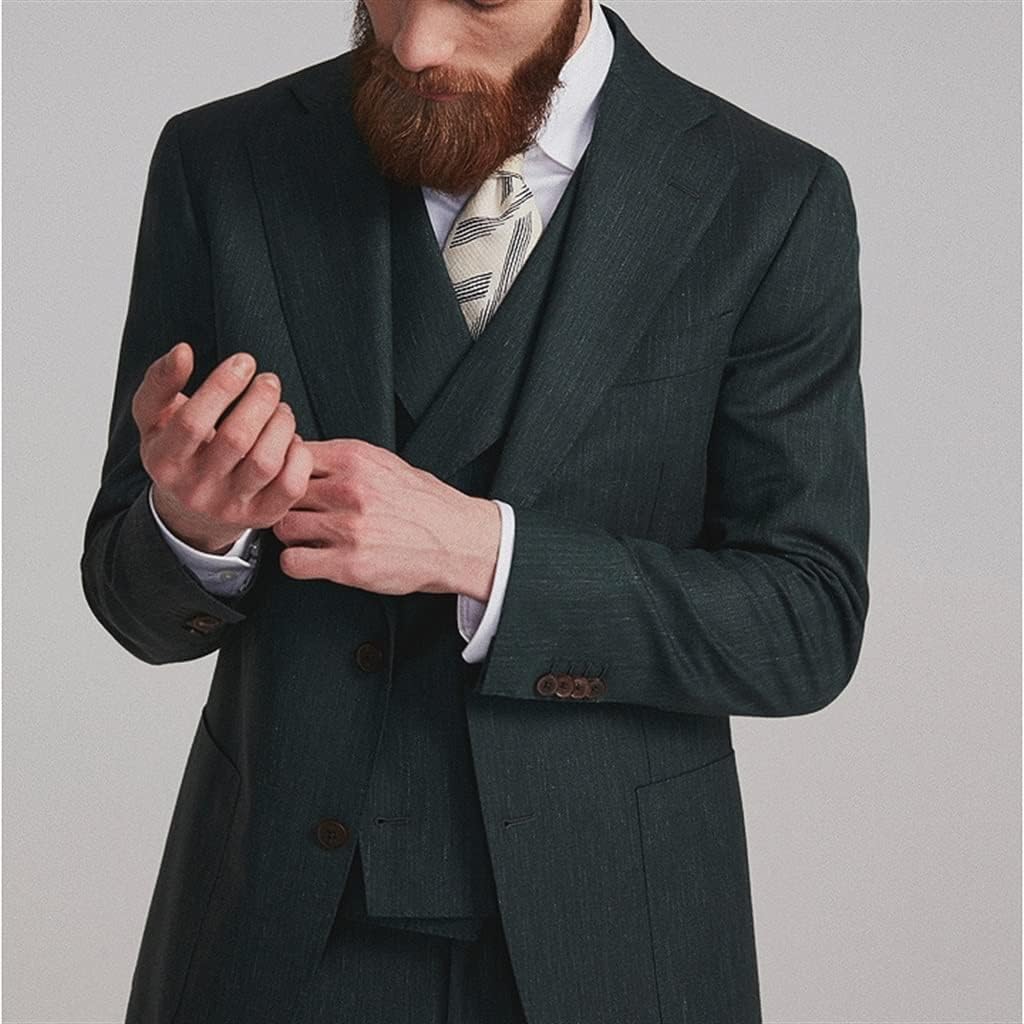 Suit Set Business Casual Slim Suits Fit Retro Spring Autumn Blazers Linen Formal Pants