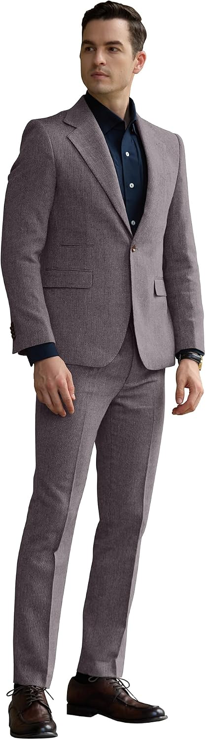 Slim Fit Suit 2 Piece Tweed Suit for One Button Formal Wedding Prom Tuxedo Suits Jacket Pants Set Slim Fit Suit 2 Piece Tweed Suit for One Button Formal Wedding Prom Tuxedo Suits Jacket Pants Set