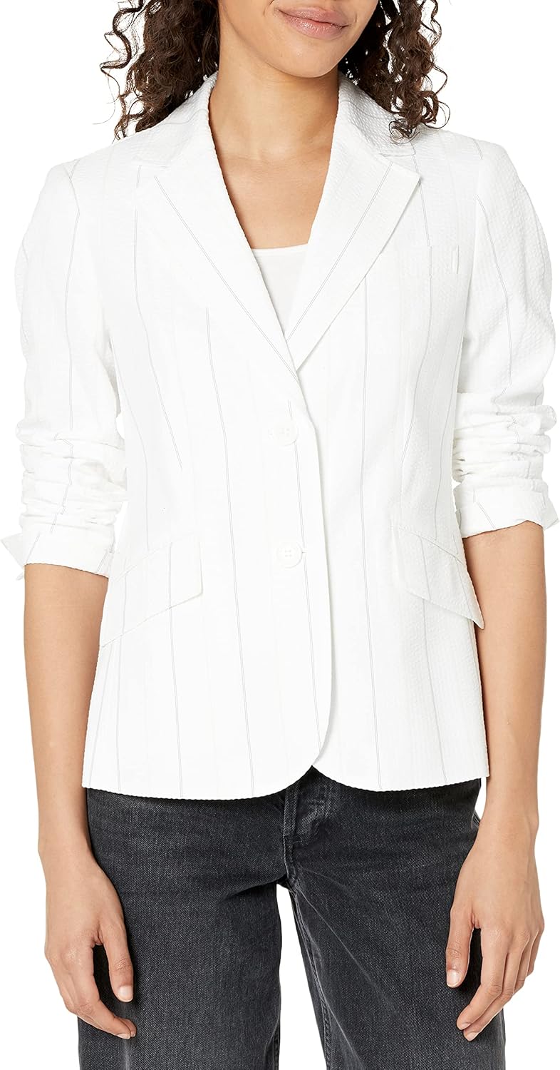 Women's Two Button Blazer Notch Lapel Long Sleeve Double-Breasted Classic Fit Structured Formal Office Jacket