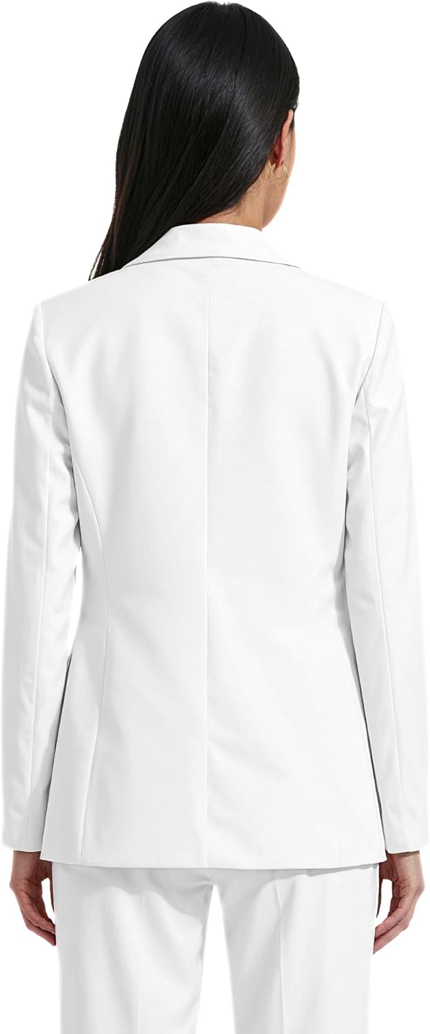 Women's Long Sleeve Stretch Open Front Blazer V-Neck Flap Pocket Slim Fit Casual Work Office Cardigan Jacket