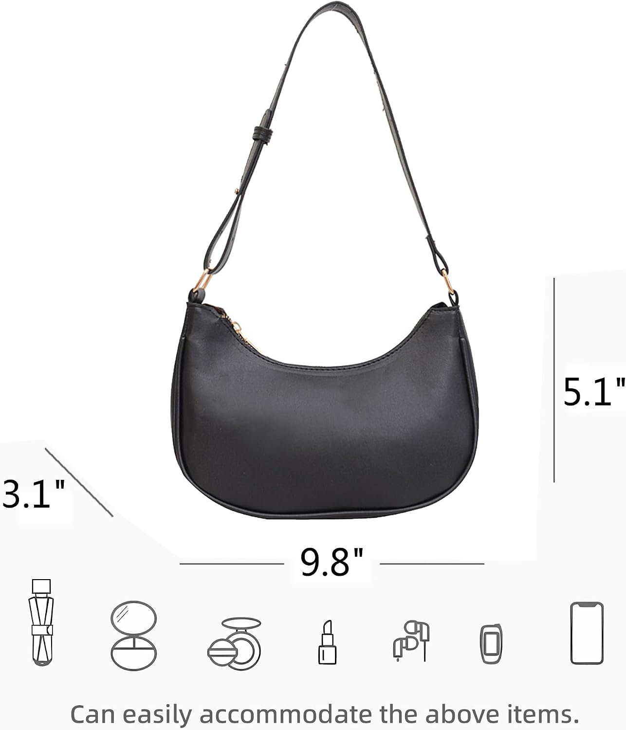 Shoulder Bags for Women Leather Tote Bag Handbag Y2K Purse Hobo Bag Zipper Underarm Bag