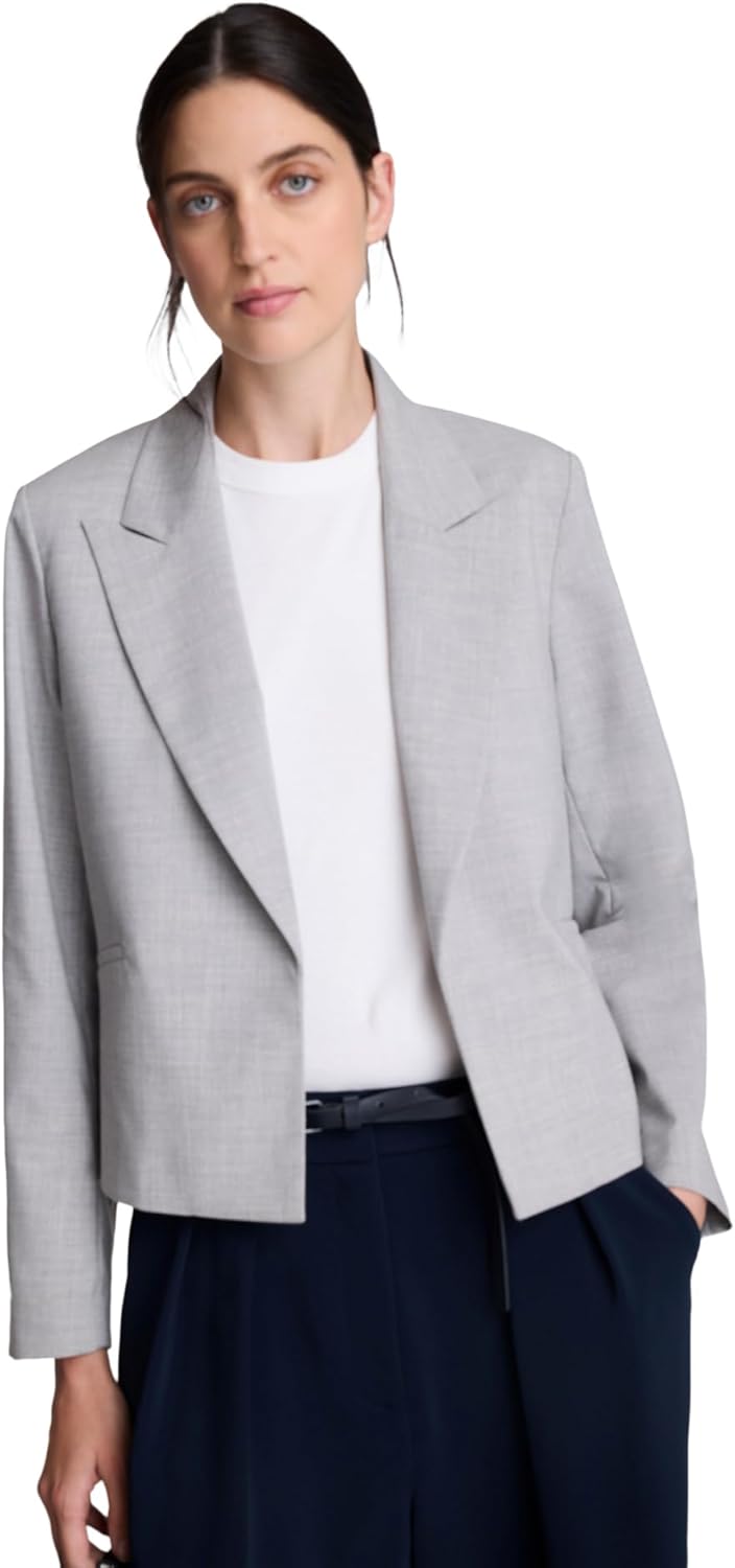 Women's Stretch Peak Lapel Blazer Single Button Flap Pocket Slim Fit Tailored Office Work Jacket