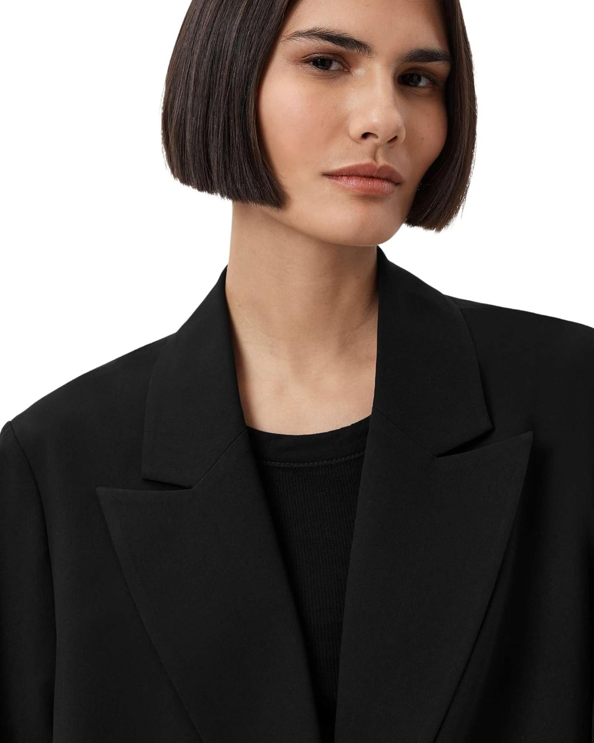 Women's Oversized Black Blazer Wide Notched Lapel Single Button Long Sleeve Tailored Formal Casual Jacket