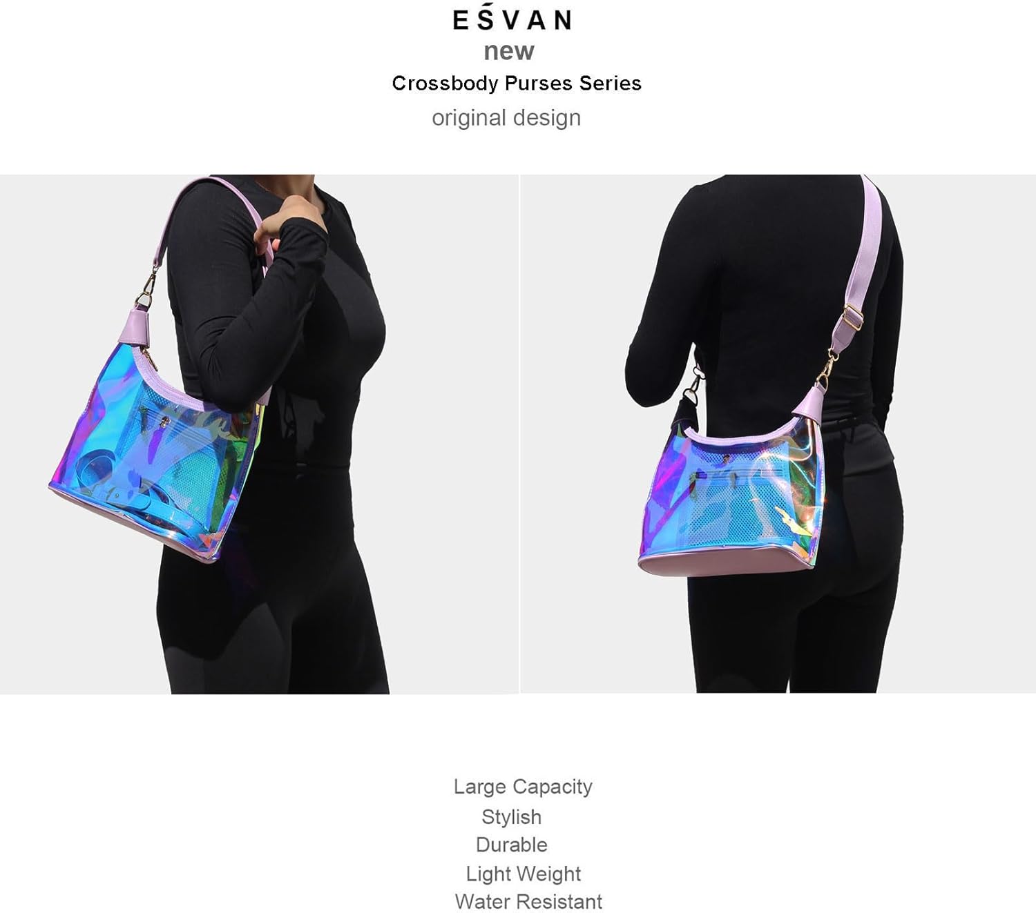 Clear Shoulder Bags for Women, Stadium Approved Cute Hobo Tote Crossbody Handbag Mini Clutch Purse