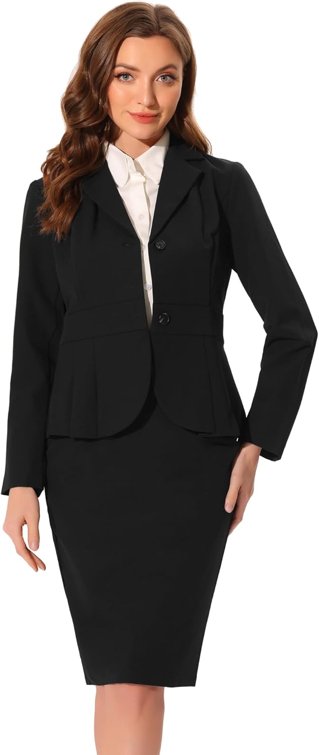 2 Piece Suit Skirt Sets for Blazer and Pencil Skirts Formal Office Business Casual Outfits