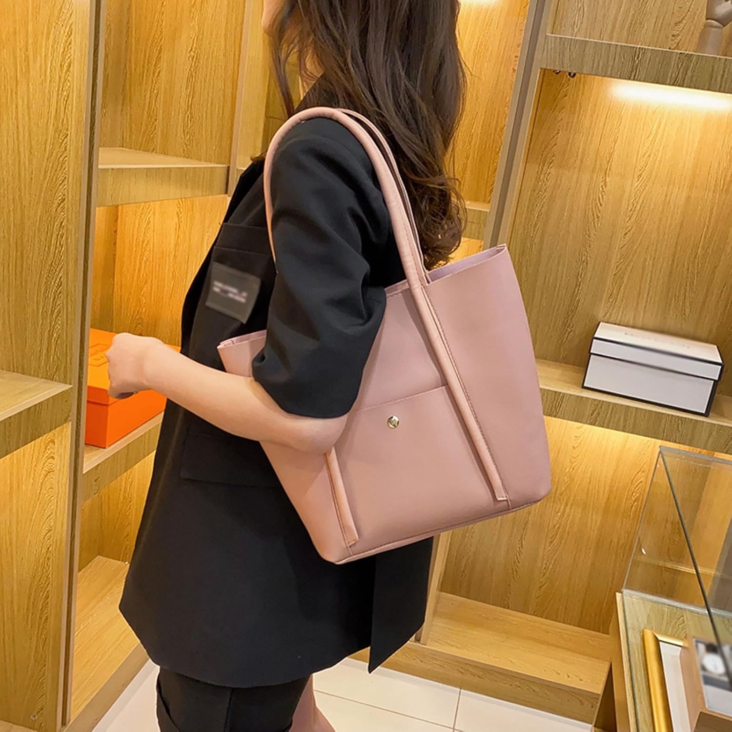 Leather Tote Bag Women Weekender Shopper Handbag Travel Purse Large Top Handle Satchel