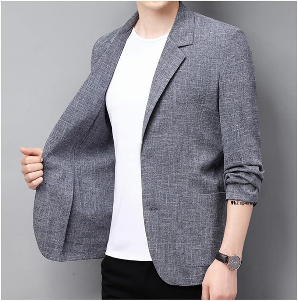 Cotton Linen Suit Jacket Spring Loose Casual Blazers Male Long Sleeve Business Coat