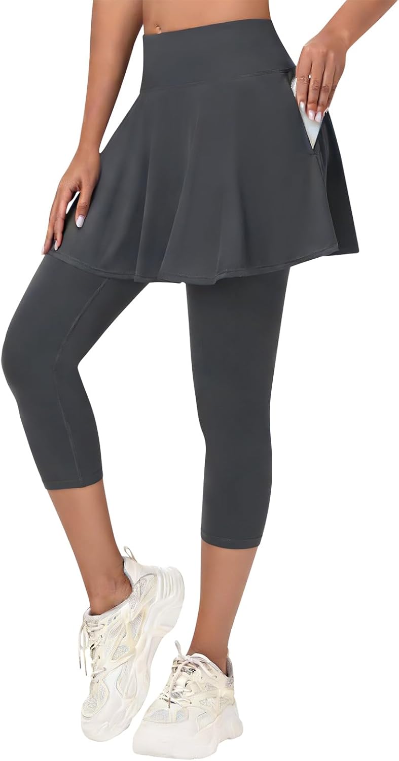 Skirted Leggings for Athletic Skirt with Leggings Yoga Tennis Skirt with Pockets for Golf Pickleball