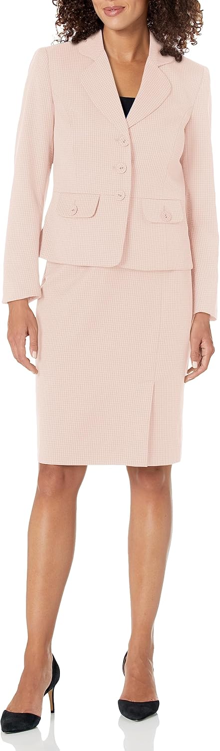 Textured Blazer &amp Skirt 2pc Set