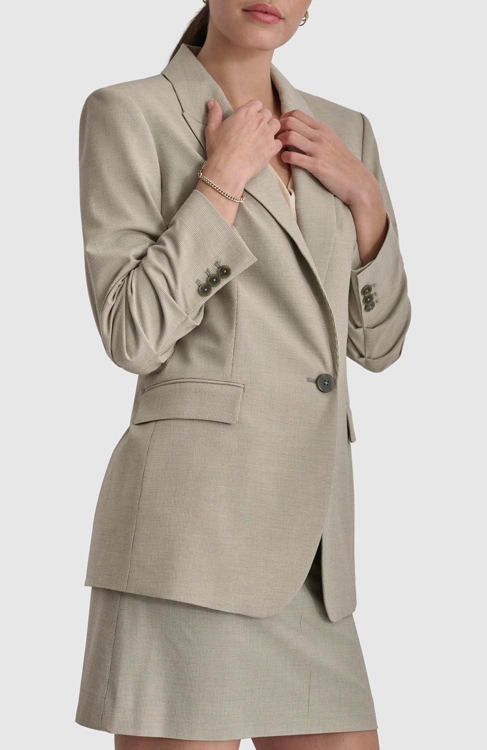Women's Business Casual One Button Blazer Notch Lapel Flap Pocket Classic Fit Office Work Jacket