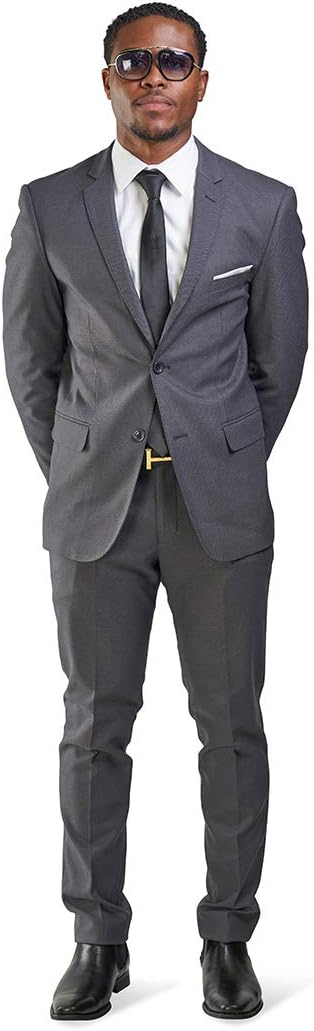 Slim Fit Suit Micro Textured Weave 2 Button Notch Collar