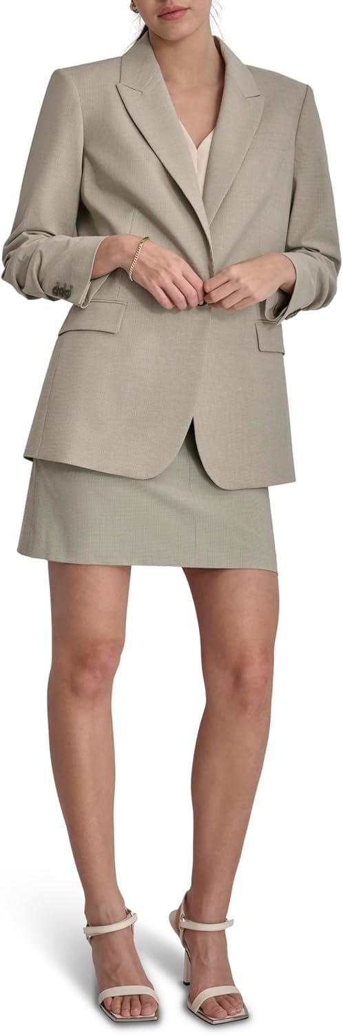 Women's Business Casual One Button Blazer Notch Lapel Flap Pocket Classic Fit Office Work Jacket