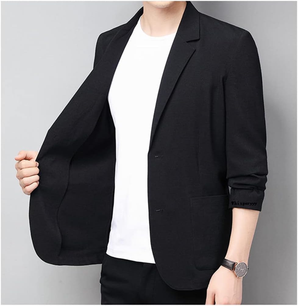 Cotton Linen Suit Jacket Spring Loose Casual Blazers Male Long Sleeve Business Coat
