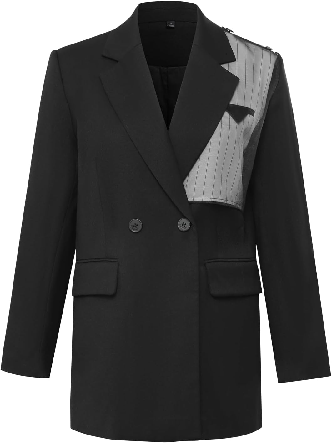Women's Double Breasted Blazer Notch Lapel Long Sleeve Flap Pocket Relaxed Fit Business Casual Office Work Jacket