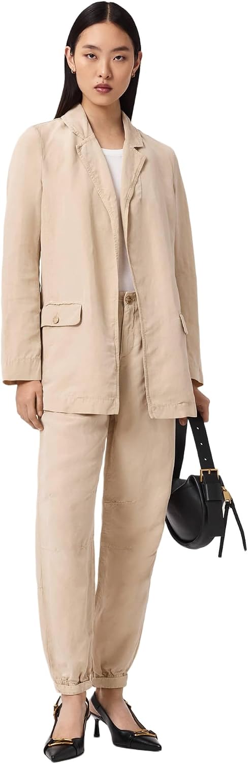 Women's 2-Piece Oversized Blazer Set Notch Lapel Relaxed Fit Blazer Matching Drawstring Cargo Jogger Pants Casual Co-Ord Women's 2-Piece Oversized Blazer Set Notch Lapel Relaxed Fit Blazer Matching Drawstring Cargo Jogger Pants Casual Co-Ord