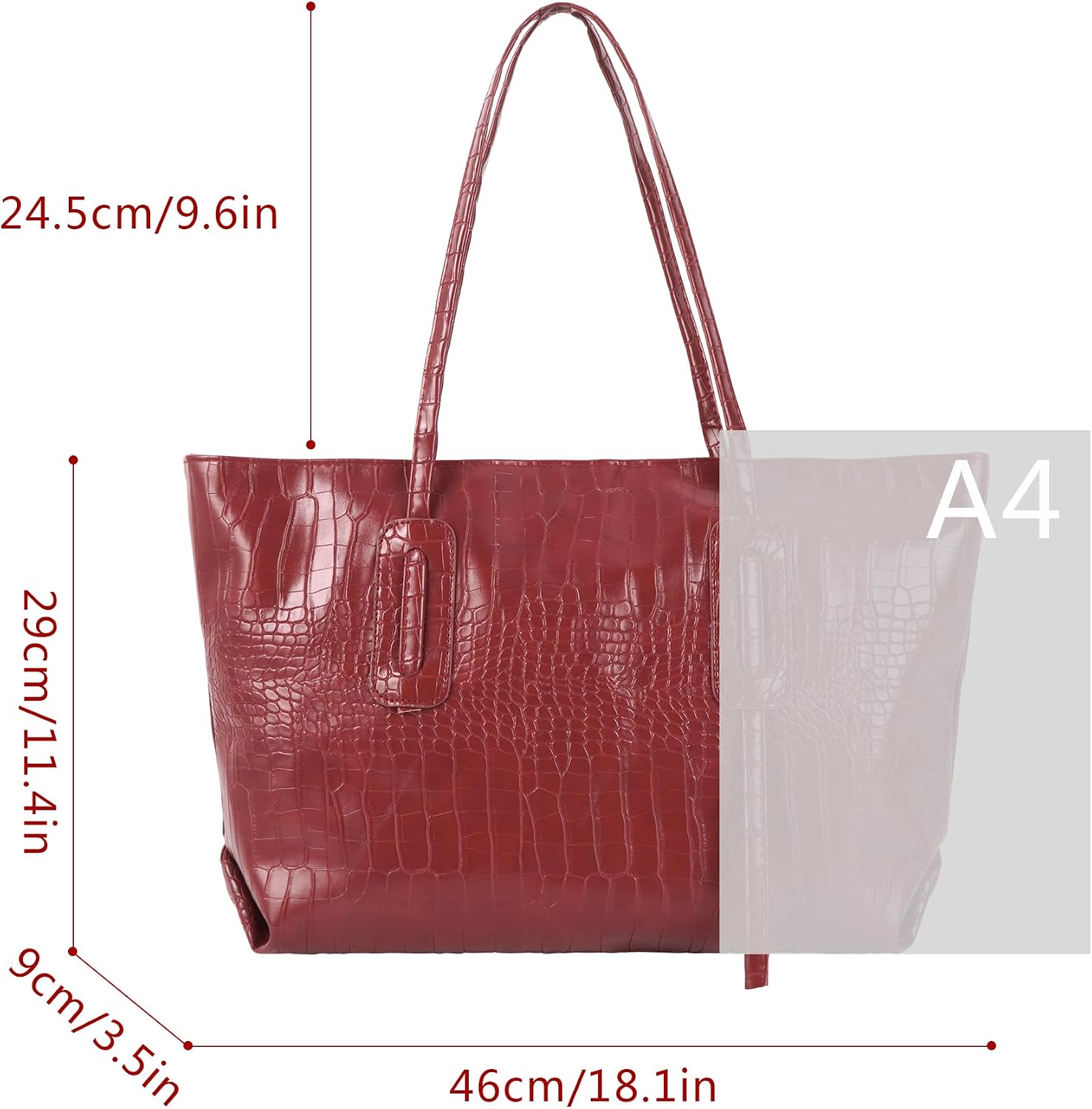 Women Large Faux Leather Tote Shoulder Bag Soft Top Handle Bag