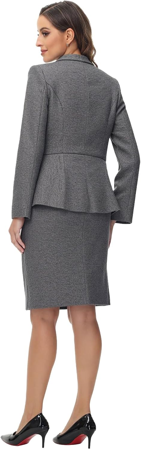 Skirt Sets 2 Piece Outfits Business Casual Suits for Asymmetric Blazer Dress Interview Work Office