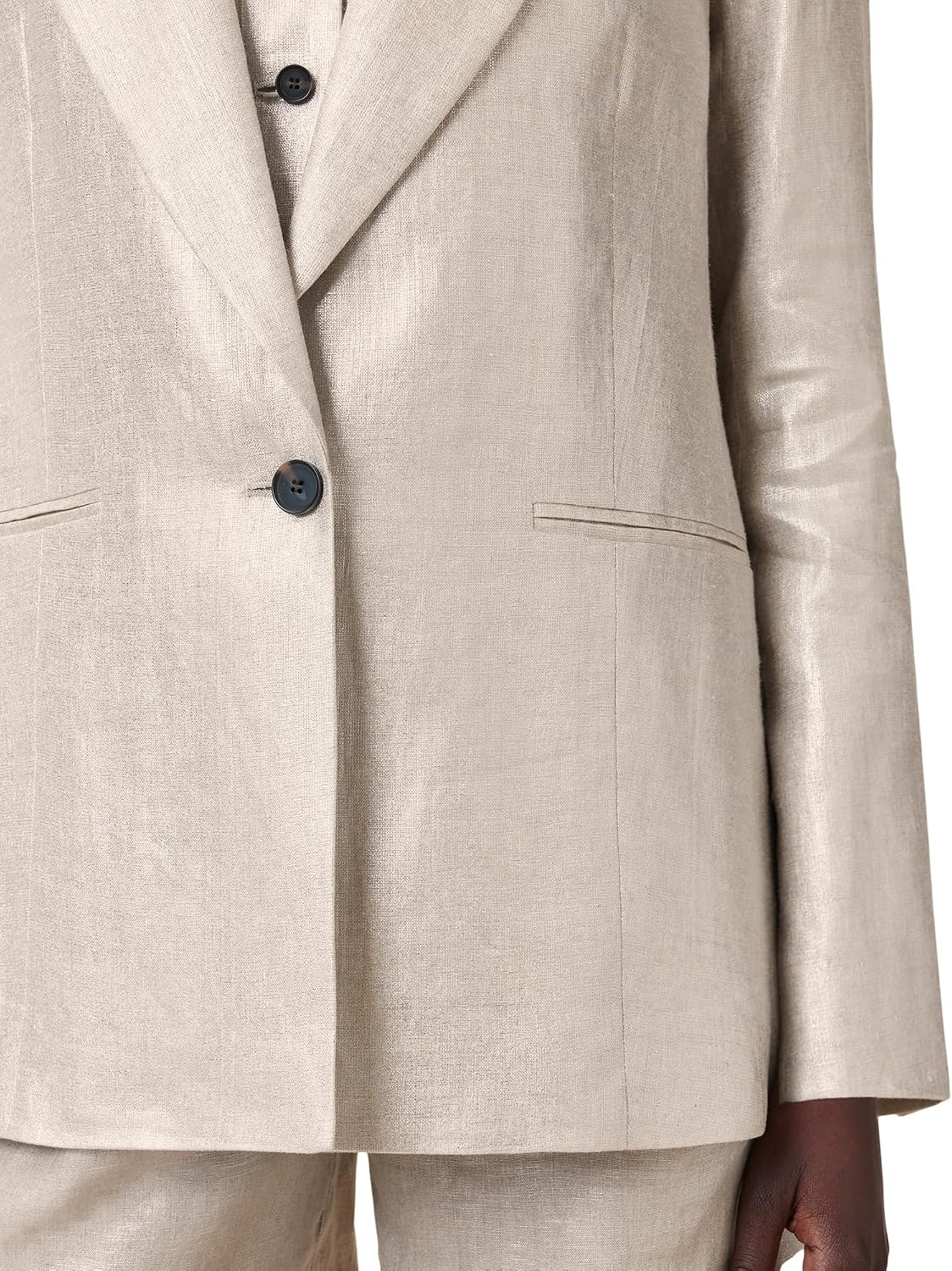 Women's 3-Piece Metallic Linen Suit Set Champagne Gold Notched Lapel Blazer Vest Shorts Matching Formal Co-Ord