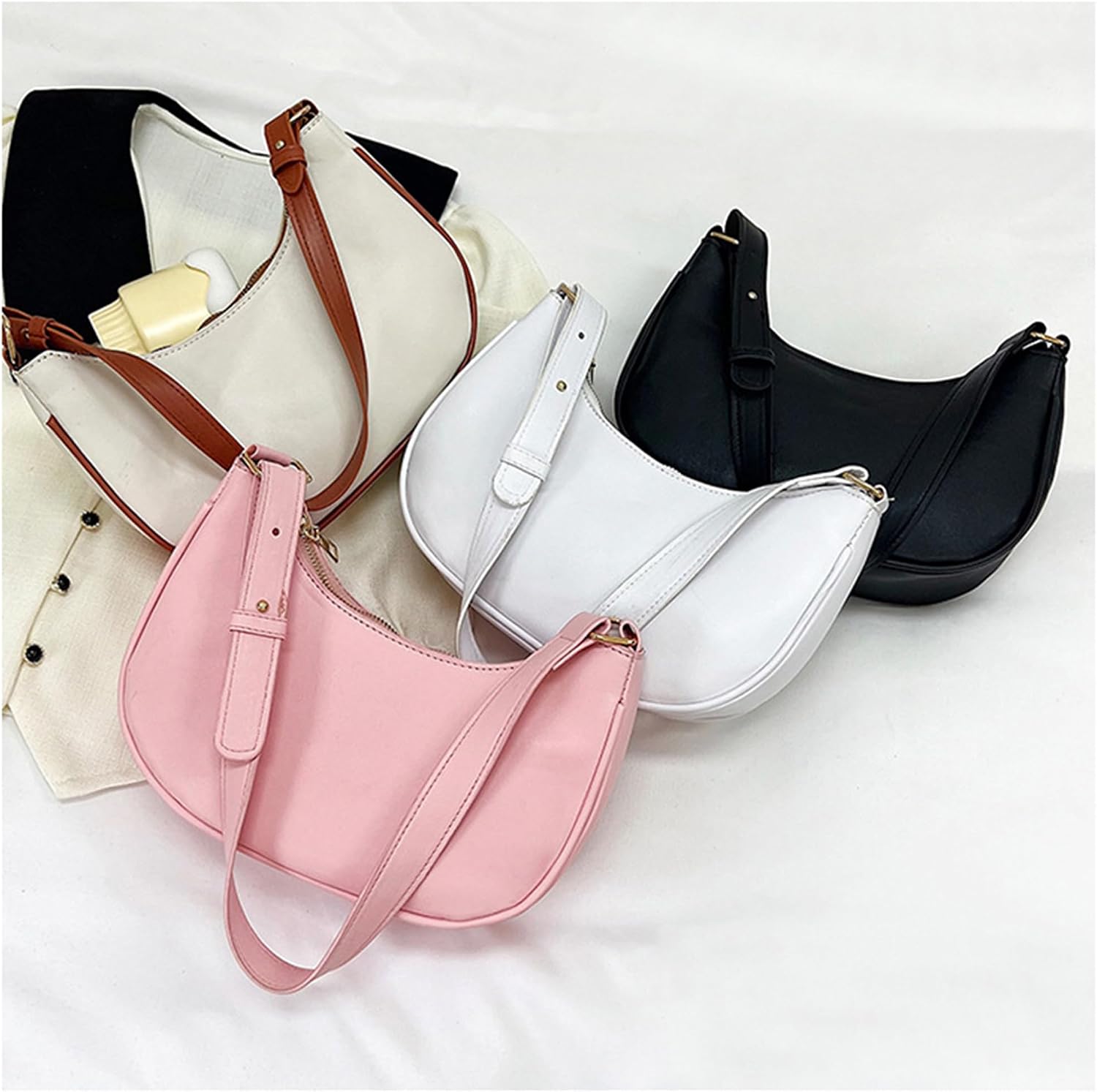 Shoulder Bags for Women Leather Tote Bag Handbag Y2K Purse Hobo Bag Zipper Underarm Bag