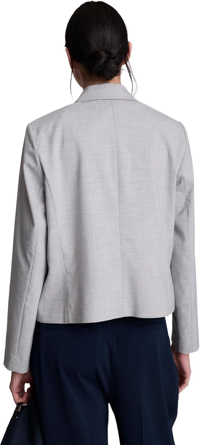 Women's Stretch Peak Lapel Blazer Single Button Flap Pocket Slim Fit Tailored Office Work Jacket