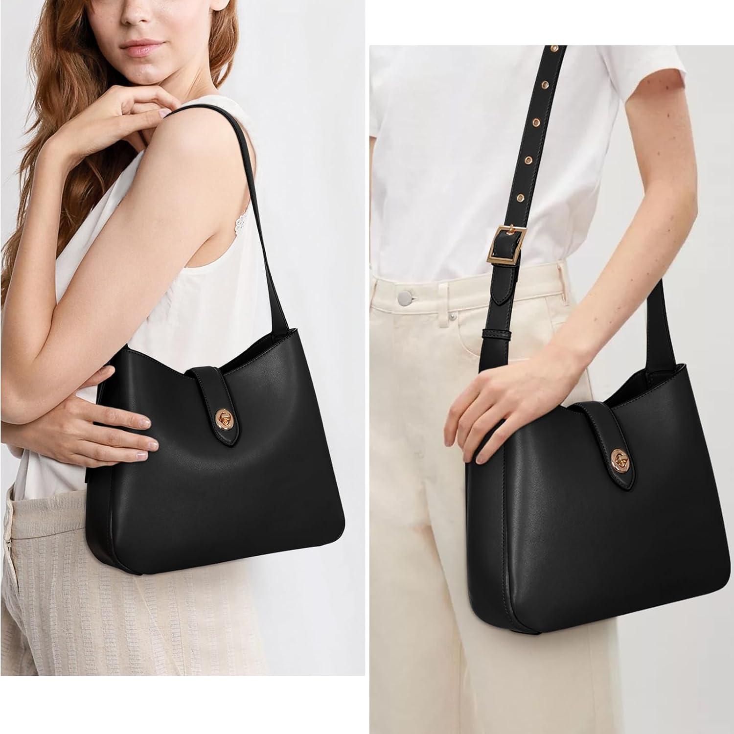 Bucket Bags for Women Vintage Hobo Bag Shoulder Handbag Faux Leather Bucket Purse Shopper Handbag
