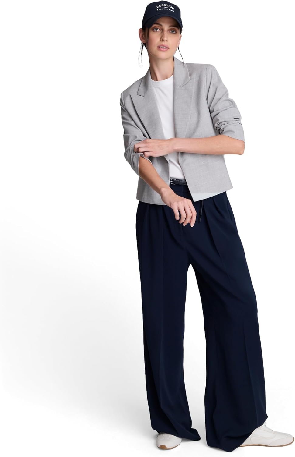 Women's Stretch Peak Lapel Blazer Single Button Flap Pocket Slim Fit Tailored Office Work Jacket